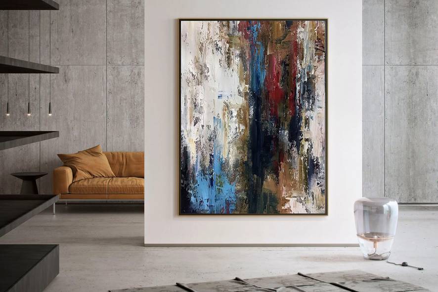 Gray Hand-painted Contemporary Abstract Canvas Artwork Q1R4B